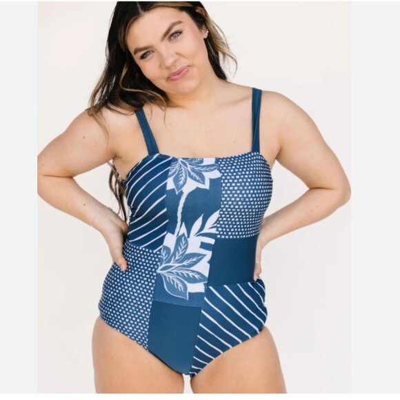 Nani Solstice Patchwork colorblock One Piece Swimsuit SZ XL - Picture 2 of 12